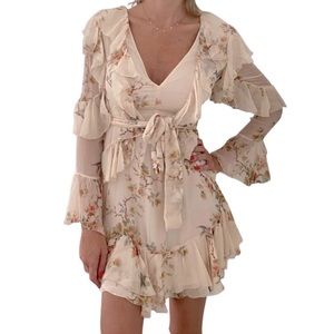 Zimmerman Floral Cocktail Dress- Cream